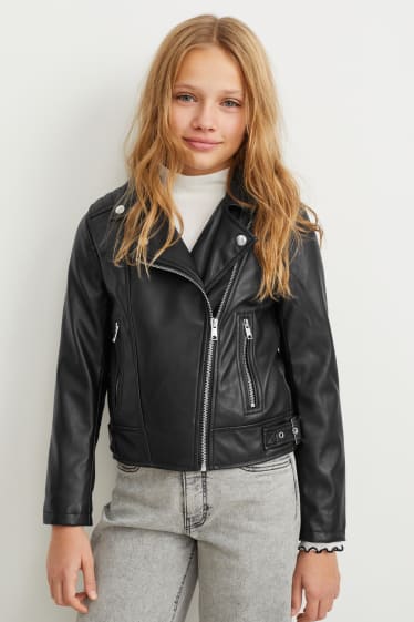 Children - Biker jacket - faux leather - black