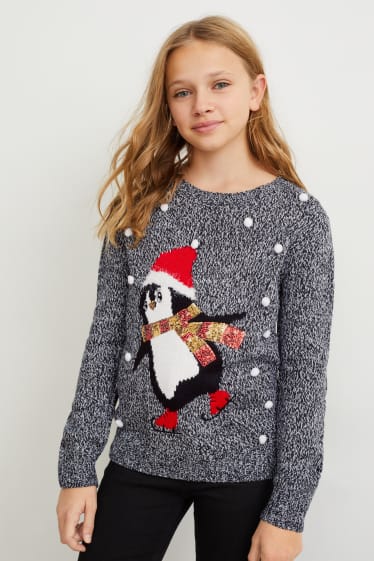 Bambini - Set - maglione e cerchietto natalizi - nero / bianco