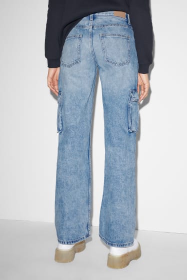 Damen - CLOCKHOUSE - Wide Leg Jeans - Low Waist - helljeansblau