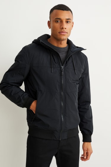 Men - Bomber jacket with hood - black