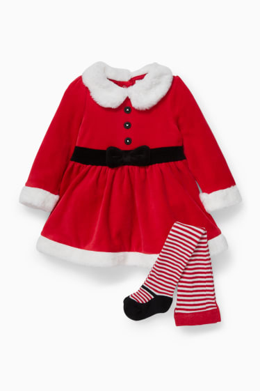 Babys - Babykerstoutfit - 2-delig - rood