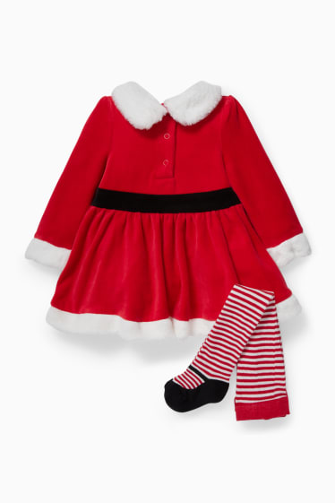 Babys - Babykerstoutfit - 2-delig - rood