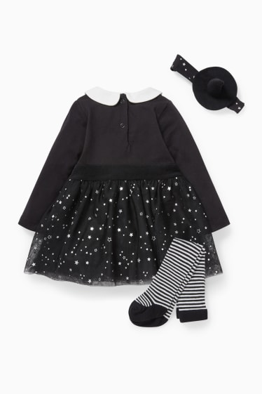 Babys - Baby-Halloween-Outfit - 3 teilig - Glanz-Effekt - schwarz