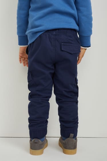 Dzieci - Ciepłe spodnie bojówki - straight fit - ciemnoniebieski