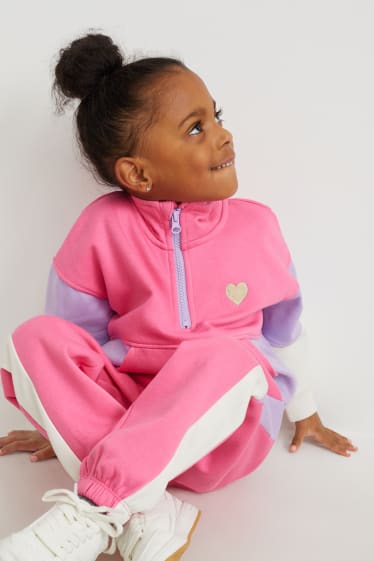 Bambini - Set - felpa e pantaloni sportivi - 2 pezzi - fucsia