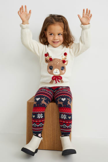 Kinderen - Kerstset - trui en gebreide legging - 2-delig - crème wit