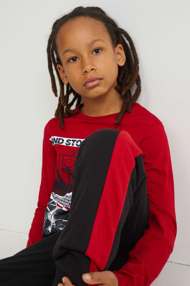 Niños - Set - camiseta de manga larga y pantalón de deporte - 2 piezas - rojo