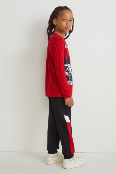 Dzieci - Zestaw - koszulka z długim rękawem i spodnie dresowe - 2 części - czerwony