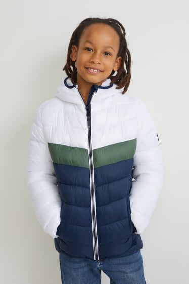Kinder Jungen - Steppjacke mit Kapuze - weiss