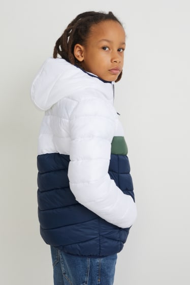 Kinder Jungen - Steppjacke mit Kapuze - weiss