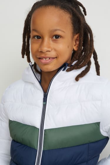 Children - Quilted jacket with hood - white