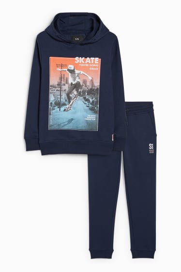 Enfants - Ensemble - sweat à capuche et pantalon de jogging - deux pièces - bleu foncé