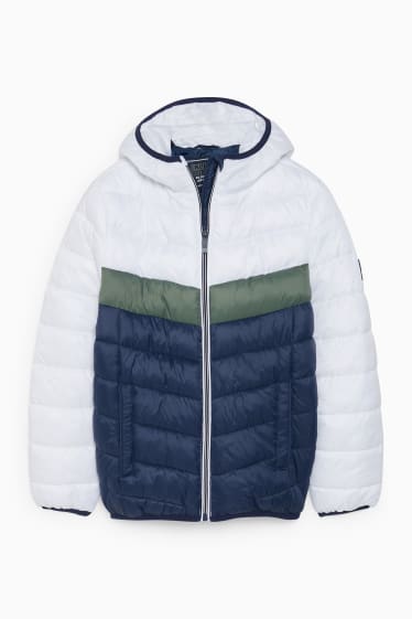 Kinder Jungen - Steppjacke mit Kapuze - weiss