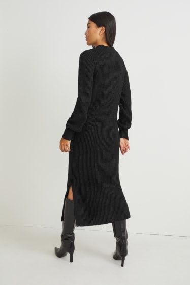Donna - Vestito in maglia con componente di alpaca - nero