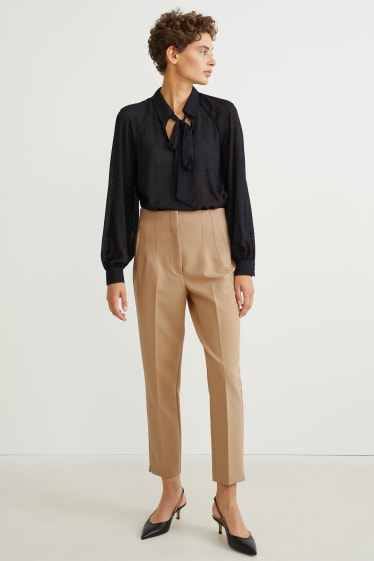 Damen - Stoffhose - Mid Waist - Slim Fit - beige