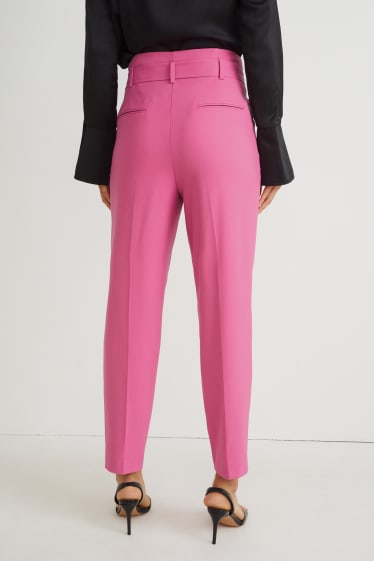 Femmes - Pantalon de toile - high waist - slim fit - rose