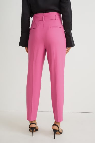 Damen - Stoffhose - High Waist - Slim Fit - pink