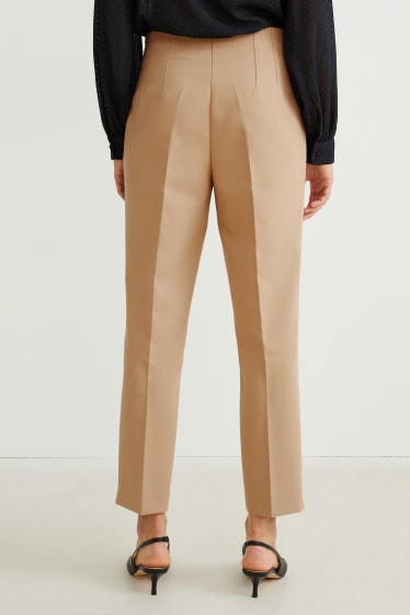 Dámské - Plátěné kalhoty - mid waist - slim fit - béžová