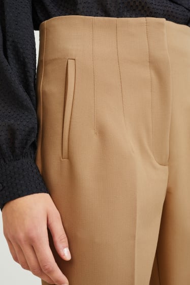 Damen - Stoffhose - Mid Waist - Slim Fit - beige