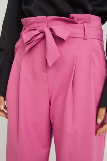 Damen - Stoffhose - High Waist - Slim Fit - pink