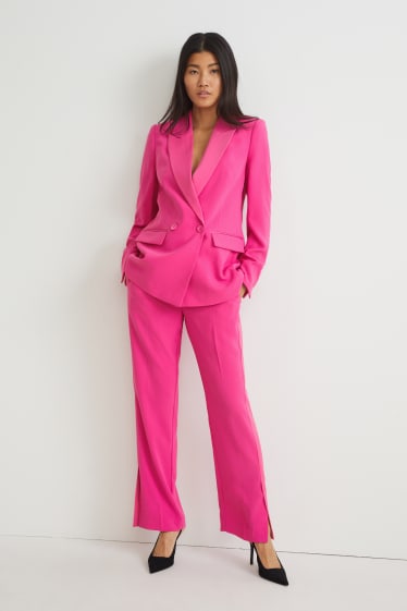 Femmes - Pantalon en toile - high waist - coupe droite - rose