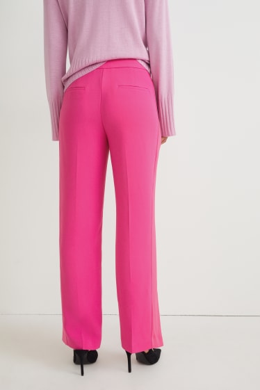 Dámské - Kalhoty - high waist - straight fit - růžová