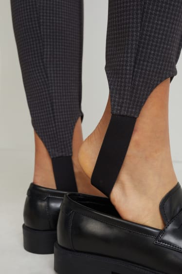Women - Leggings - check - black / gray