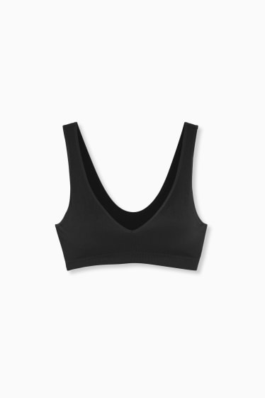 Donna - Bralette - imbottita - senza cuciture - nero