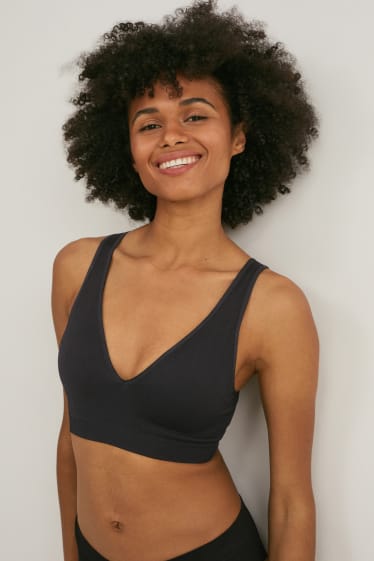 Donna - Bralette - imbottita - senza cuciture - nero