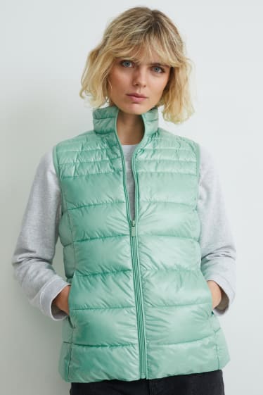 Women - Quilted gilet - light green