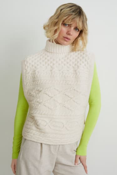 Women - Polo neck slipover - white-melange