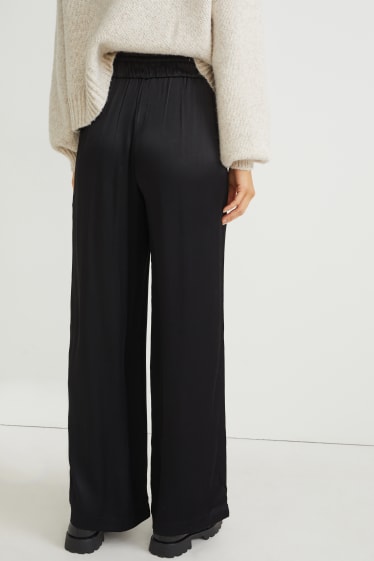 Mujer - Pantalón de tela - high waist - wide leg - negro