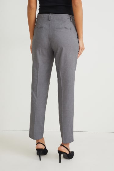 Dámské - Business kalhoty - mid waist - slim fit  - šedá-žíhaná