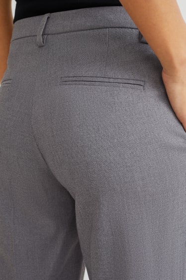 Damen - Business-Hose - Mid Waist - Slim Fit - grau-melange