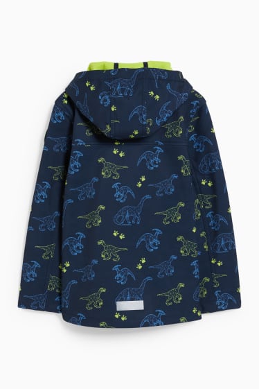 Enfants - Dinosaure - veste softshell à capuche - bleu foncé