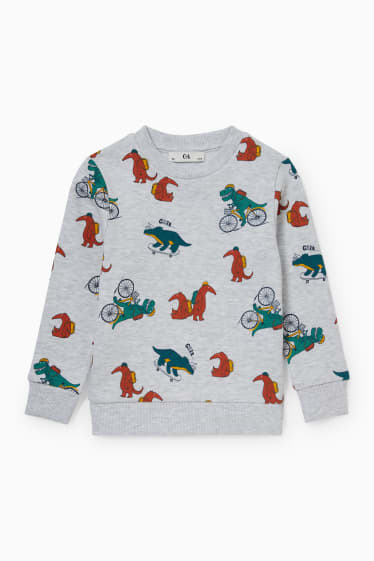 Copii - Dino - bluză de molton - gri deschis melanj