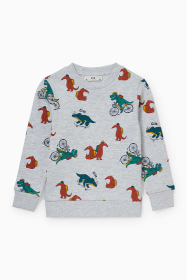 Enfants - Dinosaure - sweat - gris clair chiné