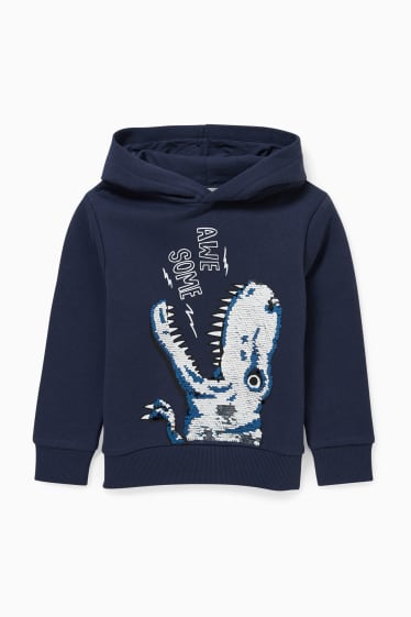 Children Boys - Dinosaur - hoodie - shiny - dark blue