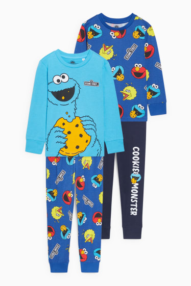 Kinderen - Set van 2 - Sesamstraat - pyjama - 4-delig - blauw