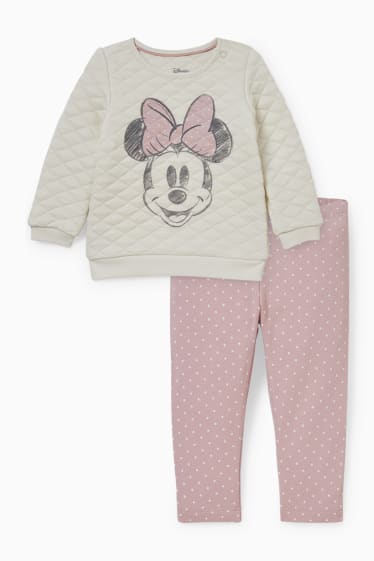 Babys - Minnie Mouse - babyoutfit - 2-delig - crèmekleurig