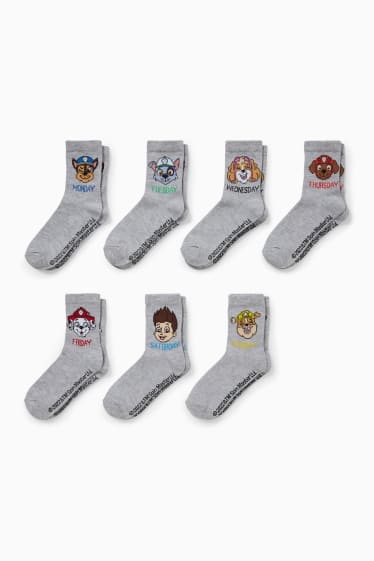 Kinderen - Set van 7 paar - Paw Patrol - sokken met motief - licht grijs-mix