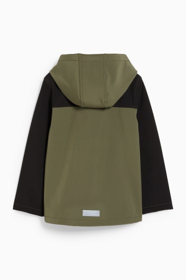 Kinderen: jongens - Softshelljas met capuchon - waterdicht - groen