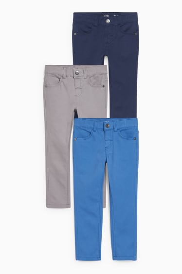 Niños - Pack de 3 - pantalones - slim fit - azul oscuro