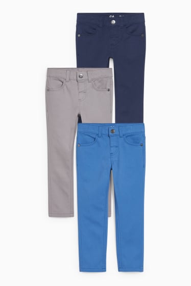 Copii - Multipack 3 perechi - pantaloni - slim fit - albastru închis