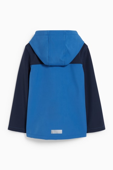Enfants garçons - Veste softshell à capuche - imperméable - bleu foncé