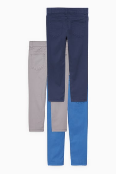 Copii - Multipack 3 perechi - pantaloni - slim fit - albastru închis