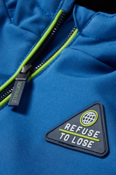 Enfants garçons - Veste softshell à capuche - imperméable - bleu foncé