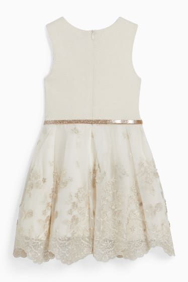 Children - Dress with belt - formal - cremewhite