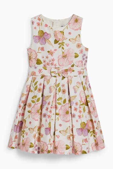 Enfants - Robe - style festif - motif floral - blanc / rose