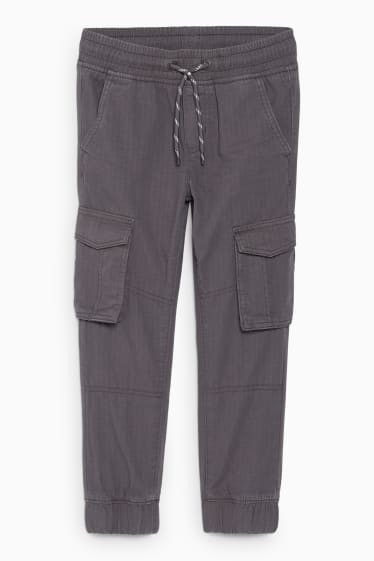 Copii - Pantaloni cargo - straight fit - gri închis